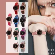 Ladies Fashion Starry-Sky Digital Watch Luminous Quartz Watch Leather Belt Watch