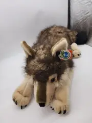 Wild Republic Realistic Jumbo Timber Wolf Lying 40" Collectible Plush Toy NWT