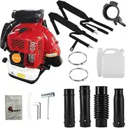 Karelwui Backpack Leaf Blower - Gas Leaf Blower 80CC Gas Powered Backpack Snow Blower 2-Stroke Engine 900CFM Air Volume 2.3L Fuel Tank Leaf Blower Snow Blower for Lawn Care Road Cleaning Red