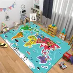 兒童地毯卡通動物地圖地毯兒童教學閱讀區地毯兒童臥室床邊毯陪玩地墊