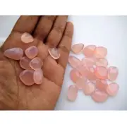 14-17mm Rose Quartz Chalcedony Rose Cut Cabochon, Light Pink Chalcedony Faceted