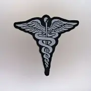 Medical Symbol Patch —Iron On Badge Embroidered Motif— Snakes Caduceus Asclepius