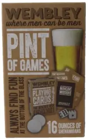 NEW Wembley Pint of Games 16 Ounces Shenanigans Where Men Can Be DRINKING GIFT