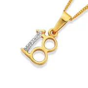 9ct Gold Diamond Number '18' Pendant