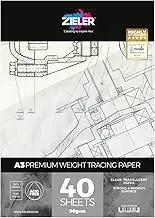 A3 Tracing Paper Pad – 90gsm Medium Weight, 40 Sheets – by Zieler