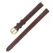 6mm Solid Black Brown Smooth Italian Calfskin Watch 8mm Brown(Gold buckle)
