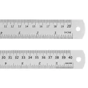 2pcs Steel Ruler 20cm 8 Inch & 40cm 16 Inch Metal with Conversion Table