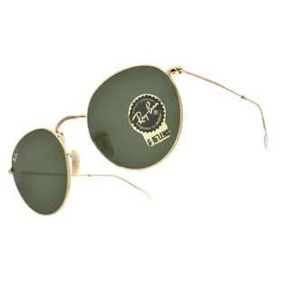 RayBan雷朋 太陽眼鏡 RB3447 001-53mm 復古圓框款 ROUND METAL 墨鏡 -金橘眼鏡