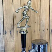 Bocce Beer Tap Handle Gold Metal Ladies Trophy Petanque Bocci Lawn Bowling