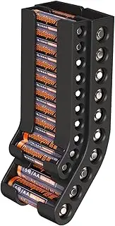 Battery Storage Wall Mount - ABS Wall Mount Battery Holder | Battery Chute Combo Storage Holder Rack - AA Battery Chute, Battery Rack, Wall Mount Holds 10 AA And 10 AAA Batteries (Black/White)