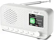 DAB Radio Portable with 2.4" Large Colour Display, FM Radio with Bluetooth, DAB+ Digital Radio, Rechargeable Small Radio, Battery Powered Radio, 40 Presets, Dual Alarms Clock, Sleep Timer