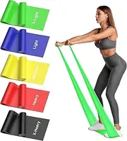 Resistance Bands Set, 5 Pcs Exercise Bands, Elastic Stretch Bands for Physical Therapy, Strength Training, Yoga, Pilates, at-Home or The Gym Workouts