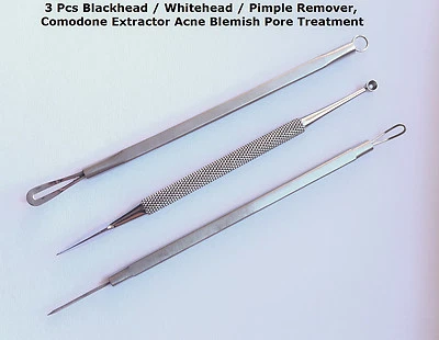 3Pcs Blackhead Whitehead Pimple Acne Remover Comedone Spot Cleaner Extractor Set