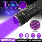 160W 365nM UV Light Torch BlackLight LED Flashlight Inspection Lamp USB Charging