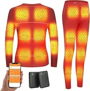 [IMYOGI] Cozy Heated Underwear Suit, Smart APP Control Man Woman Electric Thermal Base Layer Shirt Pants with 28 Heating Zones