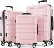 Luggage Sets Expandable PC+ABS Durable Suitcase Double Wheels TSA Lock 3Pcs, Pin