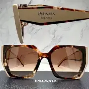 New PRADA Sunglasses Symbole Brown Beige Tortoise Shell Gold Logo Italy