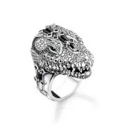 Genuine THOMAS SABO Ring Crocodile head with stones blackened silver