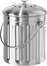 OGGI Countertop Compost Bin with Lid-1 Gallon Indoor Compost Bin w/Charcoal Filter, Stainless Steel Compost Container, Ideal Kitchen Compost Pail, Eco Friendly Products