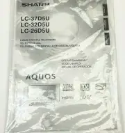 NEW Sharp Aquos LC-37D5U LC-32D5U LC-26D5U LCD TV Operation Manual TINS-B627WJZZ