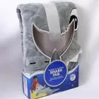 Shark Tail Plush & Playful Gray Grey White Silver Foil Polyester 22.5"x55" Eat