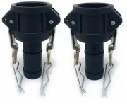 (2 Pack) 3/4" Poly Type C | Polypropylene Camlock Female Coupler Hose Barb Shank
