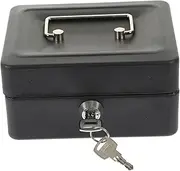 PLAFOPE 1 Set Box Storage Box with Lock Storage Bins for Toys Lockbox for Money Toy Containers Large Piggy Bank Small Storage Holder Toy Storage Shelf Large Treasure Chest Cash Iron Black