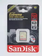SanDisk Extreme 128GB SDXC UHS-I Memory Card 4K UHD U3 V30 Class 10