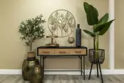 Set 2 Antique Gold Brass Metal Barrel Stools 45x46/33x39cm Rustic Side Table
