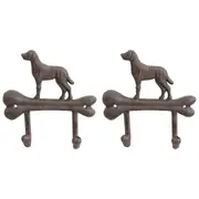2x LVD Cast Iron Wall Mounted Hook Hanger Organiser Decor 17.5 x 17cm Dog Bone