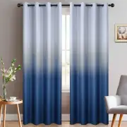 Blue Ombre Curtains Light Blocking Gradient Color Drapes Room Darkening Therm...