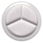 Thunder Group NS701W 1 Dz Nustone White 8.75" Melamine 3 Compartment Plate, NSF