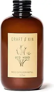 Oud Wood Reed Diffuser Oil Refill | Reed Diffuser Refill for Craft & Kin Diffusers | Long Lasting Home Fragrance - 5.75 oz