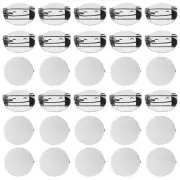 50 Pcs Silver Brooch Blank Round Trays with Pin Clip Pins Disc Base(21mm/0.8")