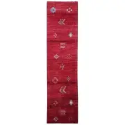 Handmade (2'6" x 9'7") Burgundy Southwestern Style Afghan Wool Runner Rug