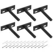 6Pcs 3 Inch Wall Mounting Floating Shelf Bracket Hidden Shelf Support, Black