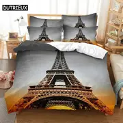 a2098 Bed Sheets Iron tower Bedding Set Duvet Cover Set Bedding Digital Printing Bed Linen Bedding Set Fashion Design3-Piece Bedding Set (1 Duvet C