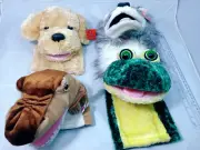 Aurora Hand puppets set of 4 Frog Dog Wolf Dino