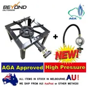 IGNITE 2 Ring HIGH PRESSURE Black Burner Gas Burner 6.9kPa 38MJ/h 1.5m Hose