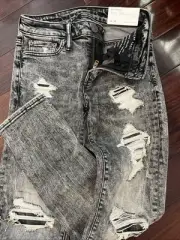 American Eagle Next Level Flex Skinny Jeans Washed Black Distressed 26/30, NEW