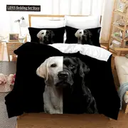 v1304 Bed Sheets Dog Printed Duvet Cover Set King Queen Full Size Kids Teens Boys Bedding Set Black Cute Pet Puppy Polyester Comforter Cover 3-Piece B