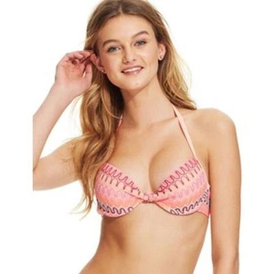 Hobie Printed Crochet Push-Up Bikini Top Sz XL Junior (K5)
