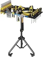 Xankzi Mobile Tool Cart with Magnetic Strip, Rolling Work Table Rolling Workbenches with 2 Tool Holder, Adjustable Height Tool Tray Storage Tray Trolley for Garage, Bike Workshop