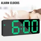 Black Mirror LED Alarm Clock Night Light Digital Clock USB Charging Clock [