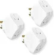 10 Amp Double Outlet Adapter, Home Adapter Plug Outlet Angled Splitter (Pack of 3, White, Type I Plug, Type C Connector)