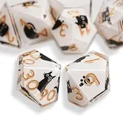 DND Cat Dice Set Cute 7 Pack, D&D Dice Set with Gift Box Polyhedral & RPG Mtg Dice Sharp Edge for Roleplaying MTG Table Games with Dice Bag, Resin