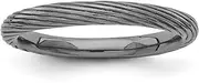 [Stackable Expressions] 2.5mm 925 Sterling Silver Ruthenium plating Stackable Black Plated Textured Ring Size 6-Stackable-Ring for Women