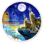STARRY MOON WOLF ANIMAL WINTER ART Pendant On 925 Sterling Silver 20" Necklace