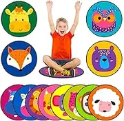 Nuanchu 12 Pcs Round Classroom Carpet 16 Inch Animal Themed Print Rug Circle Polyester Carpet Flexible Seats Rugs Group Activity Spots Marker for Classroom, Preschool, Group Activities & Home Play
