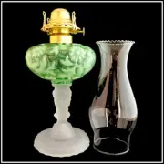 THREE 3 FACE LAMP GREEN OPALESCENT MADE IN USA w MOLD FORMERLY OWNED BY ALADDIN